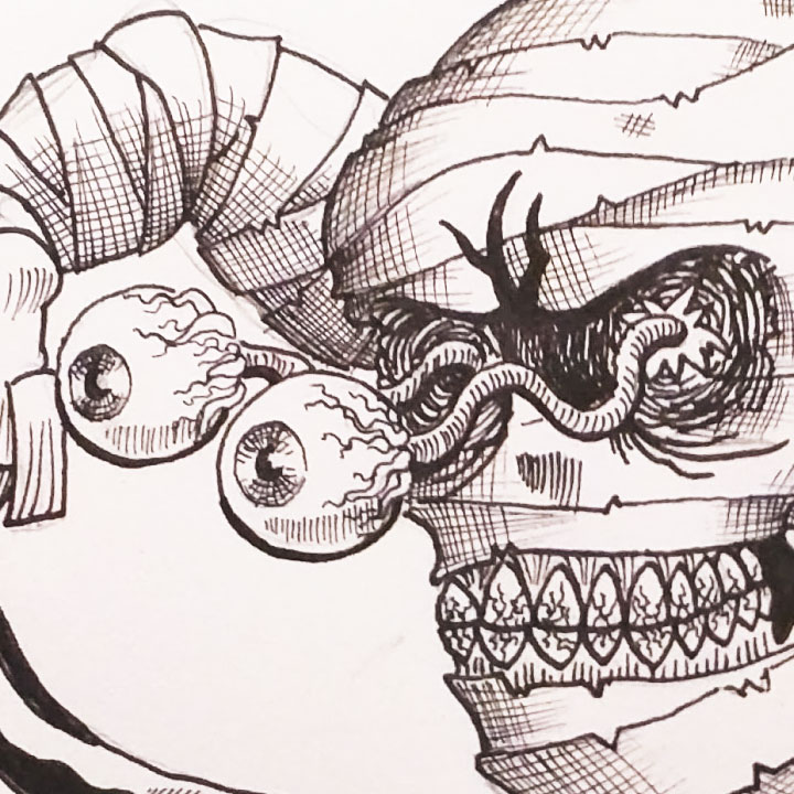 Drawing - The Mummy Rides Again